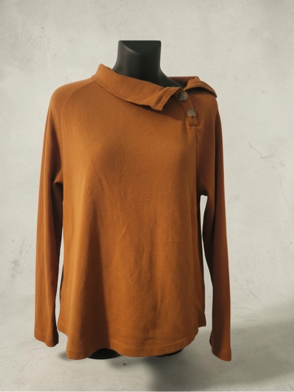 J. Crew Rust Asymmetrical Button-Shoulder Turtleneck Sweater